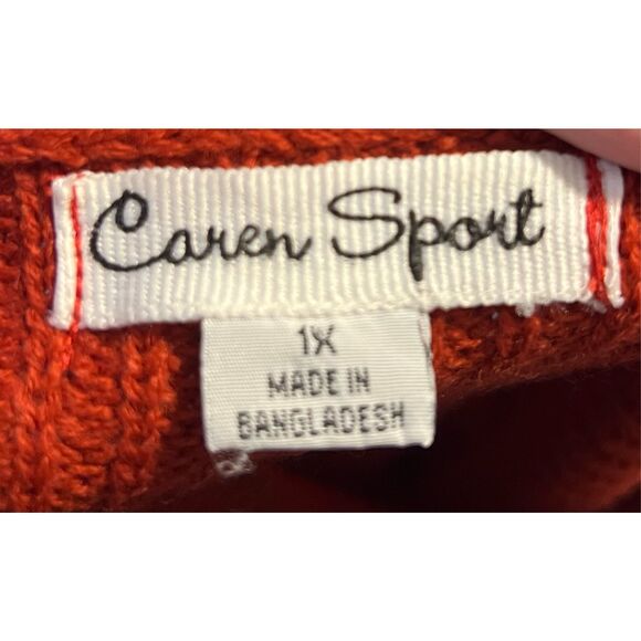 Women’s Braided Knit Front Orange Sweater 1X - Picture 5 of 6